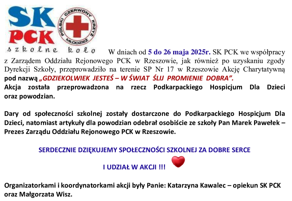 Akcja charytatywwna SK PCK